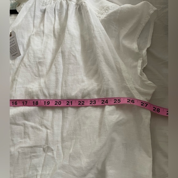 American Eagle Crochet Button Down Top Size Large Linen Blend Womens White Boho - Picture 7 of 8